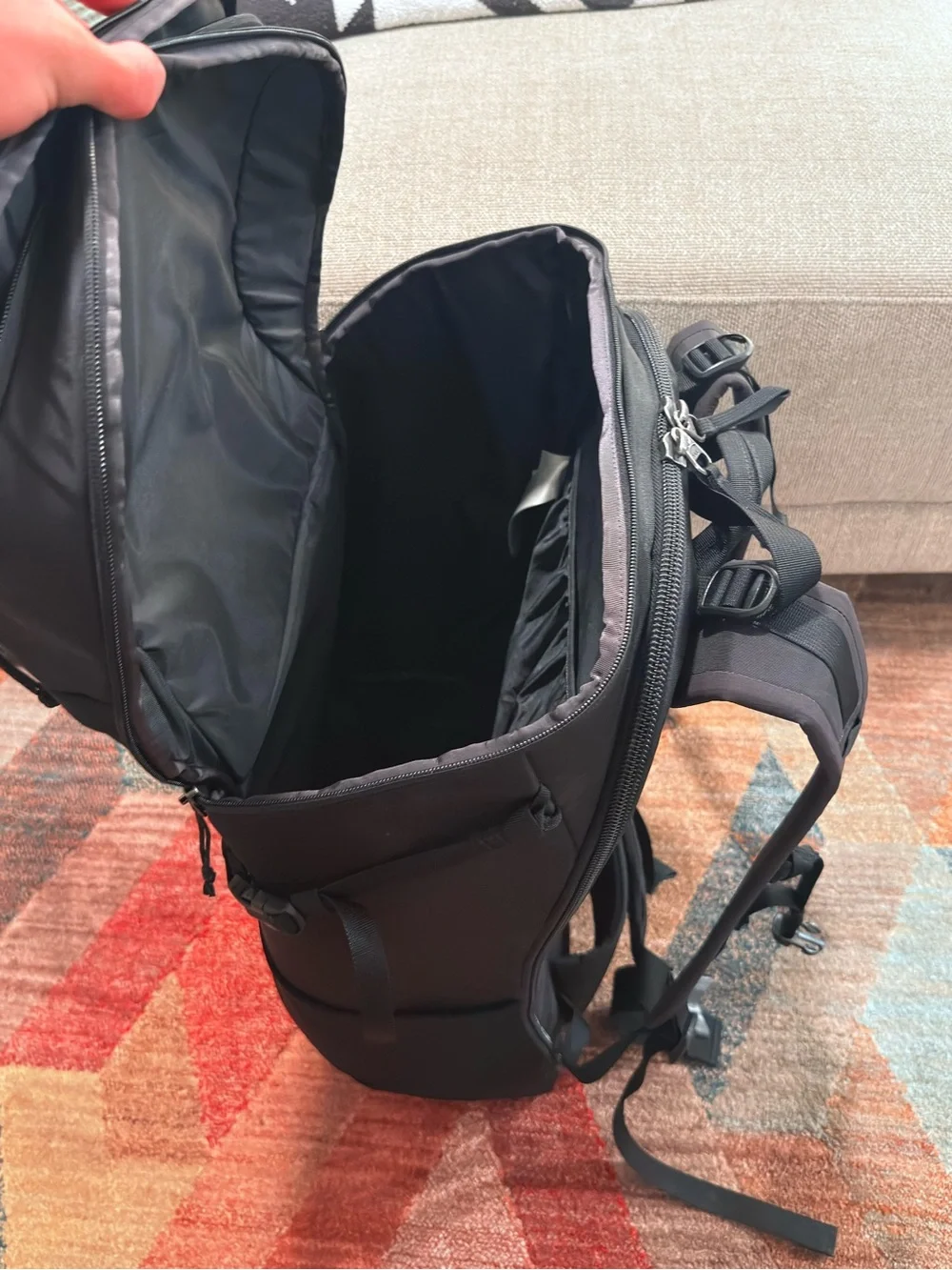 Patagonia Black Travel Backpack with Subtle Logo